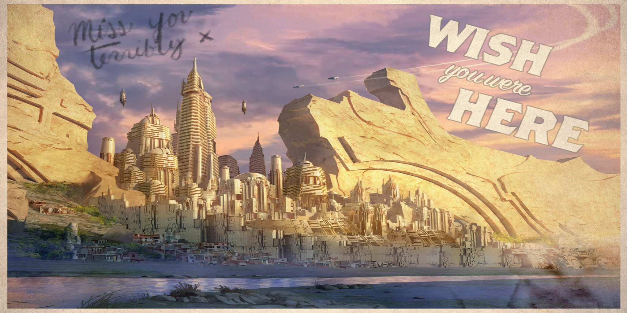 Iriane's postcard featuring a city on Deltar-6